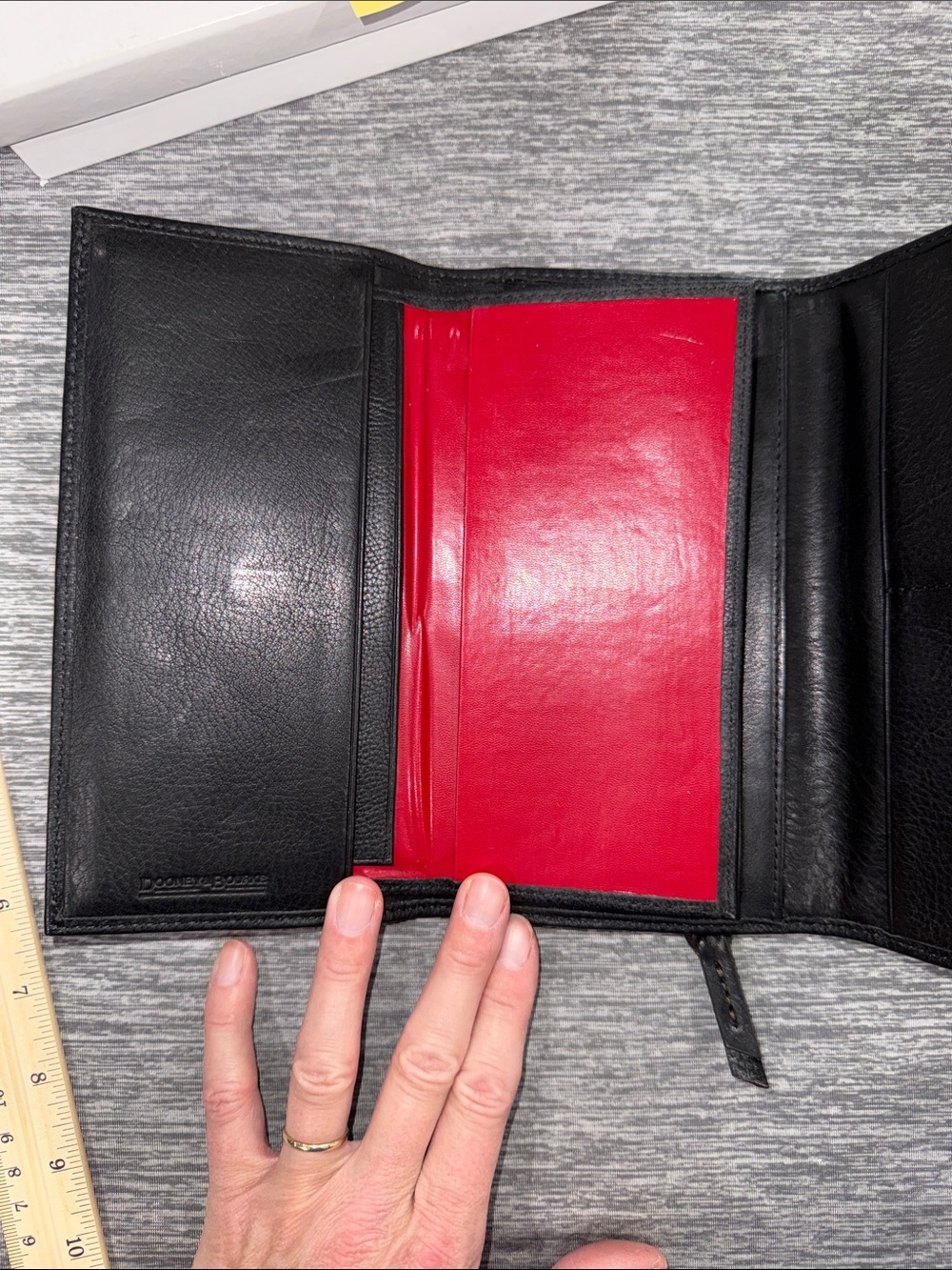 Dooney & Bourke Black Florentine Leather Whipstitch Wallet - Picture 5 of 7